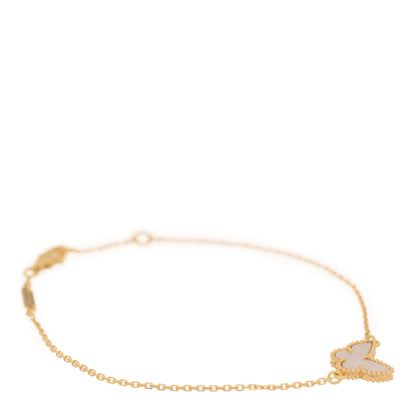 Van Cleef & Arpels 18K Yellow Gold Mother of Pearl Sweet Alhambra Butterfly Bracelet 1 of 3