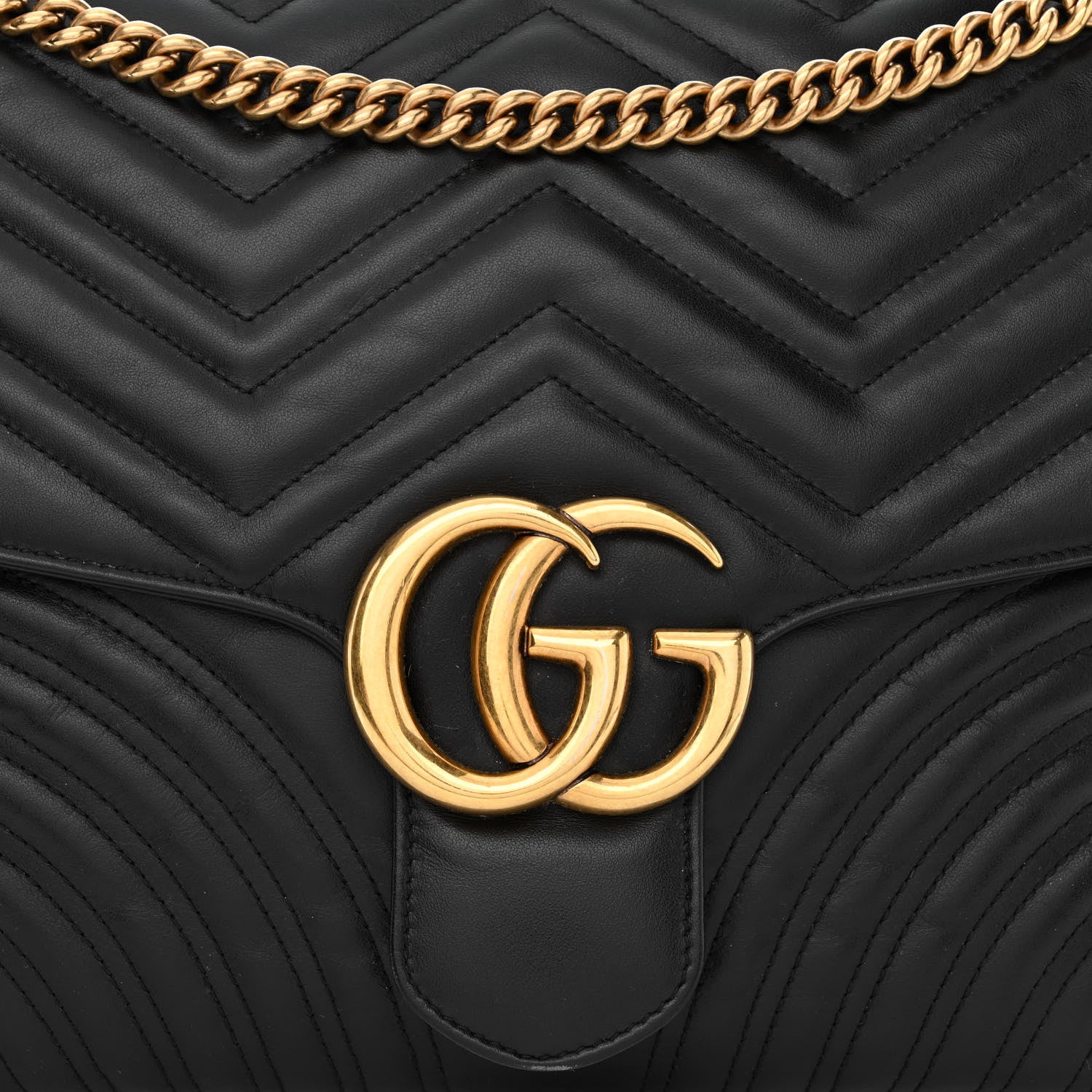 Gucci Calfskin Matelasse Large GG Marmont Shoulder Bag Black 9 of 11
