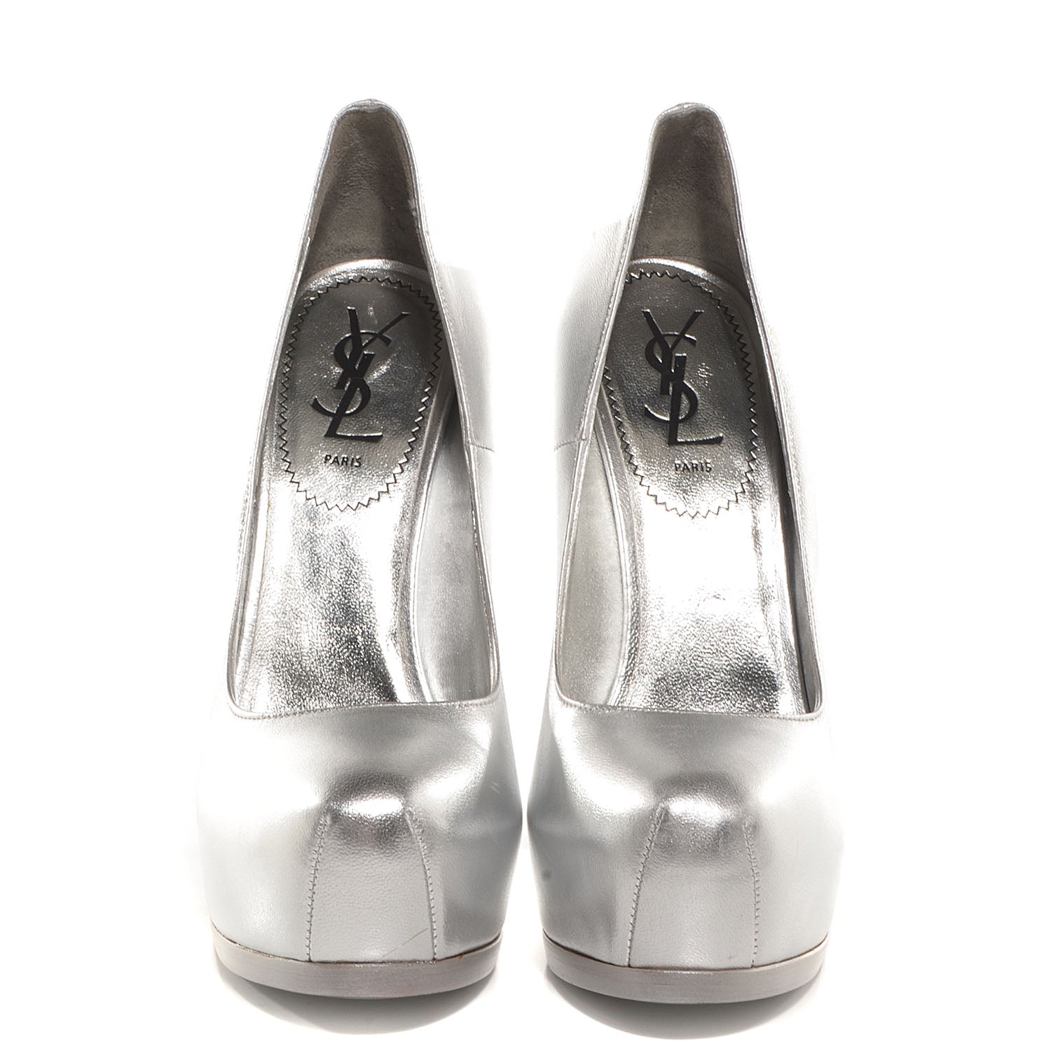 Saint Laurent Nappa Silk Tribtoo 105 Pumps Silver 38 2 of 7