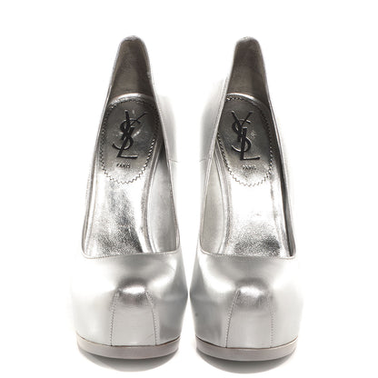 Saint Laurent Nappa Silk Tribtoo 105 Pumps Silver 38 2 of 7