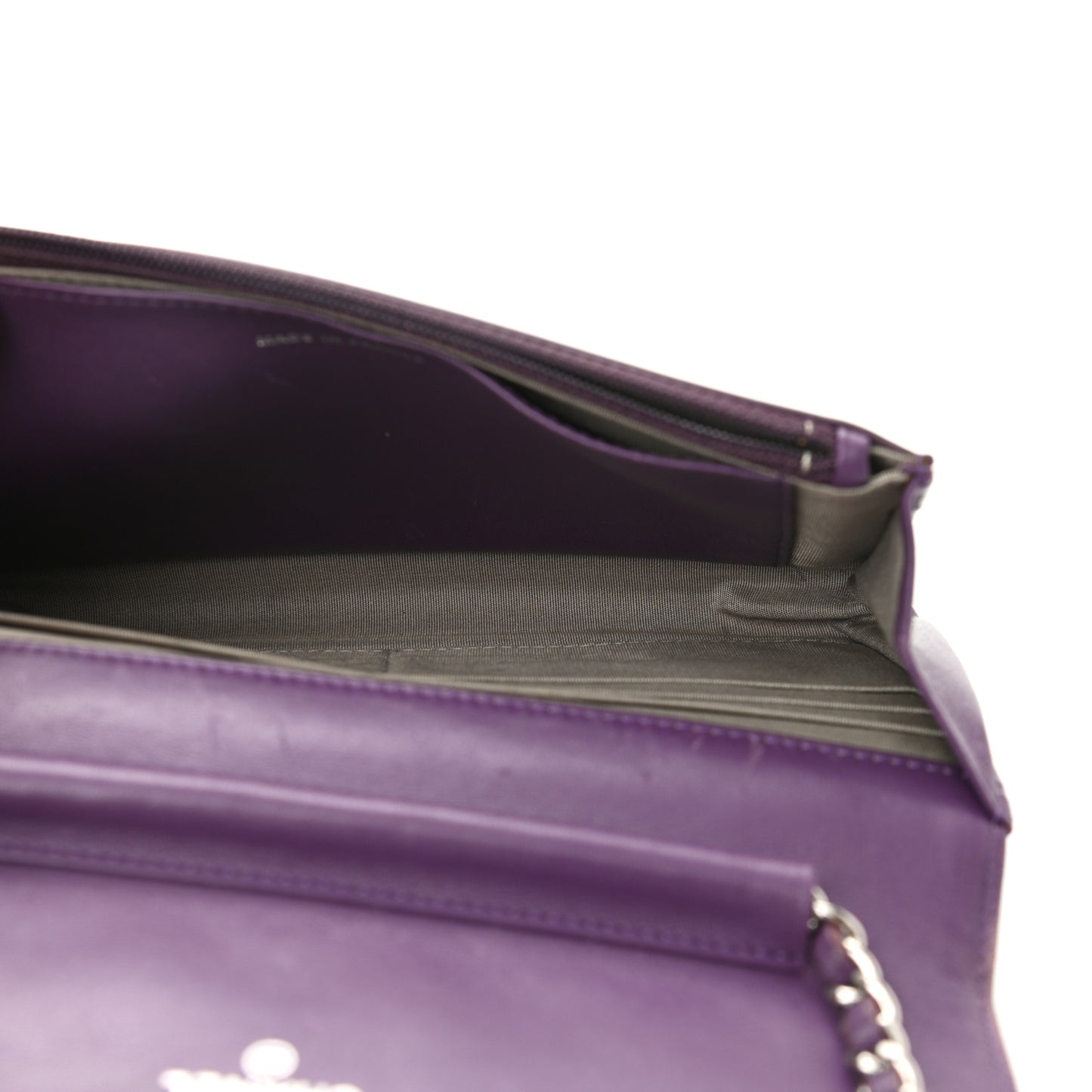 Patent Quilted Brilliant Wallet On Chain WOC Violet
