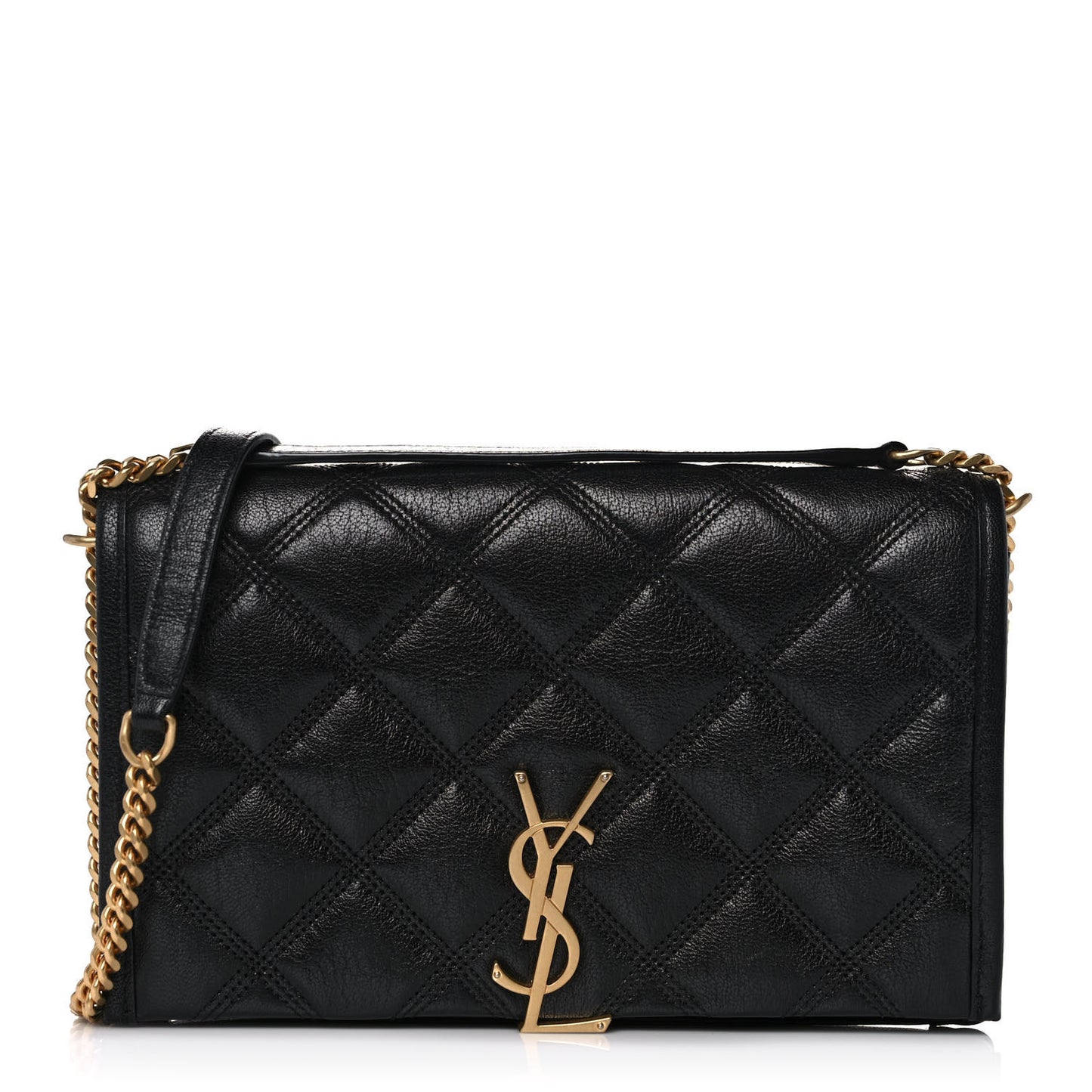 Lambskin Diamond Quilted Becky Chain Wallet Black