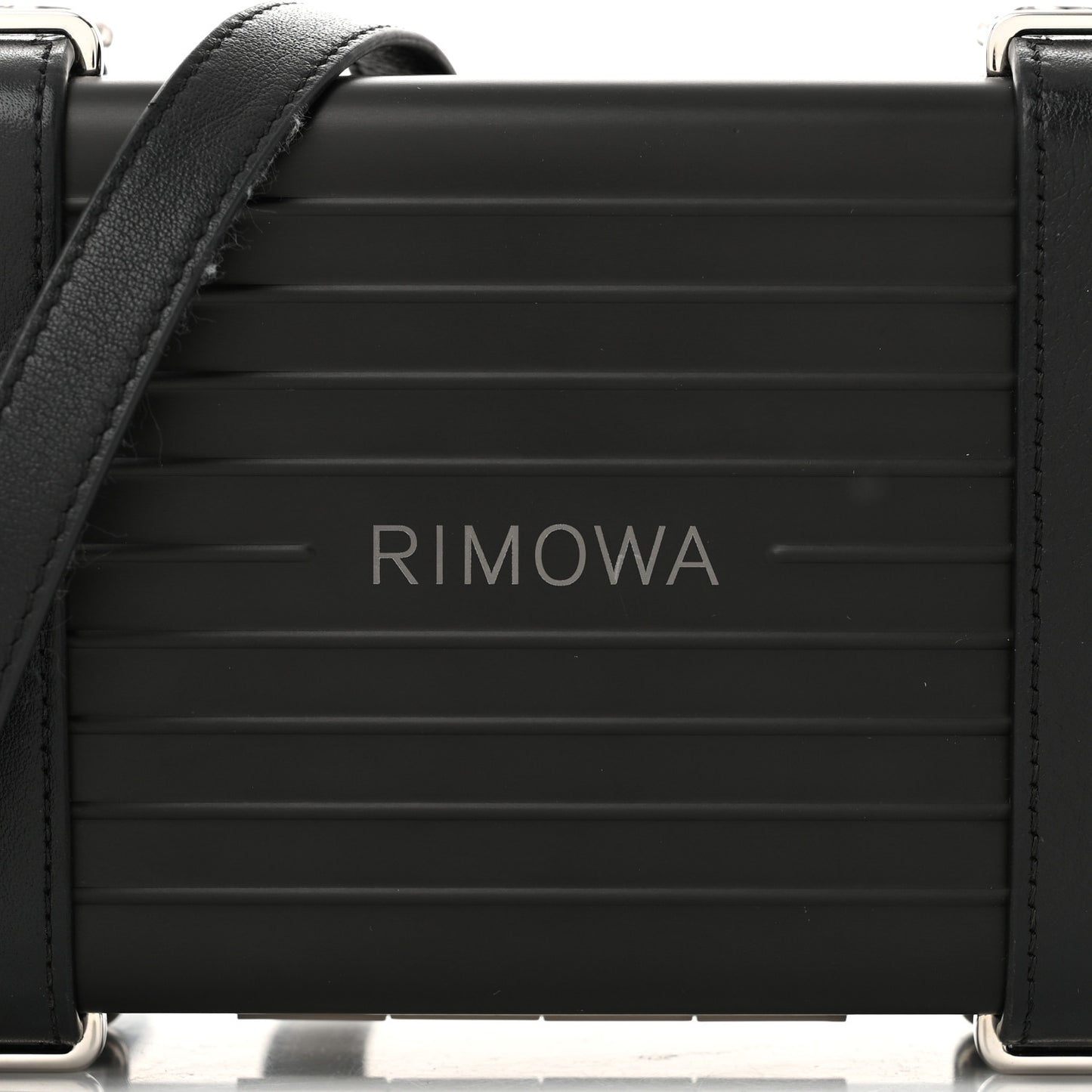 X RIMOWA Aluminum Personal Clutch On Strap Black
