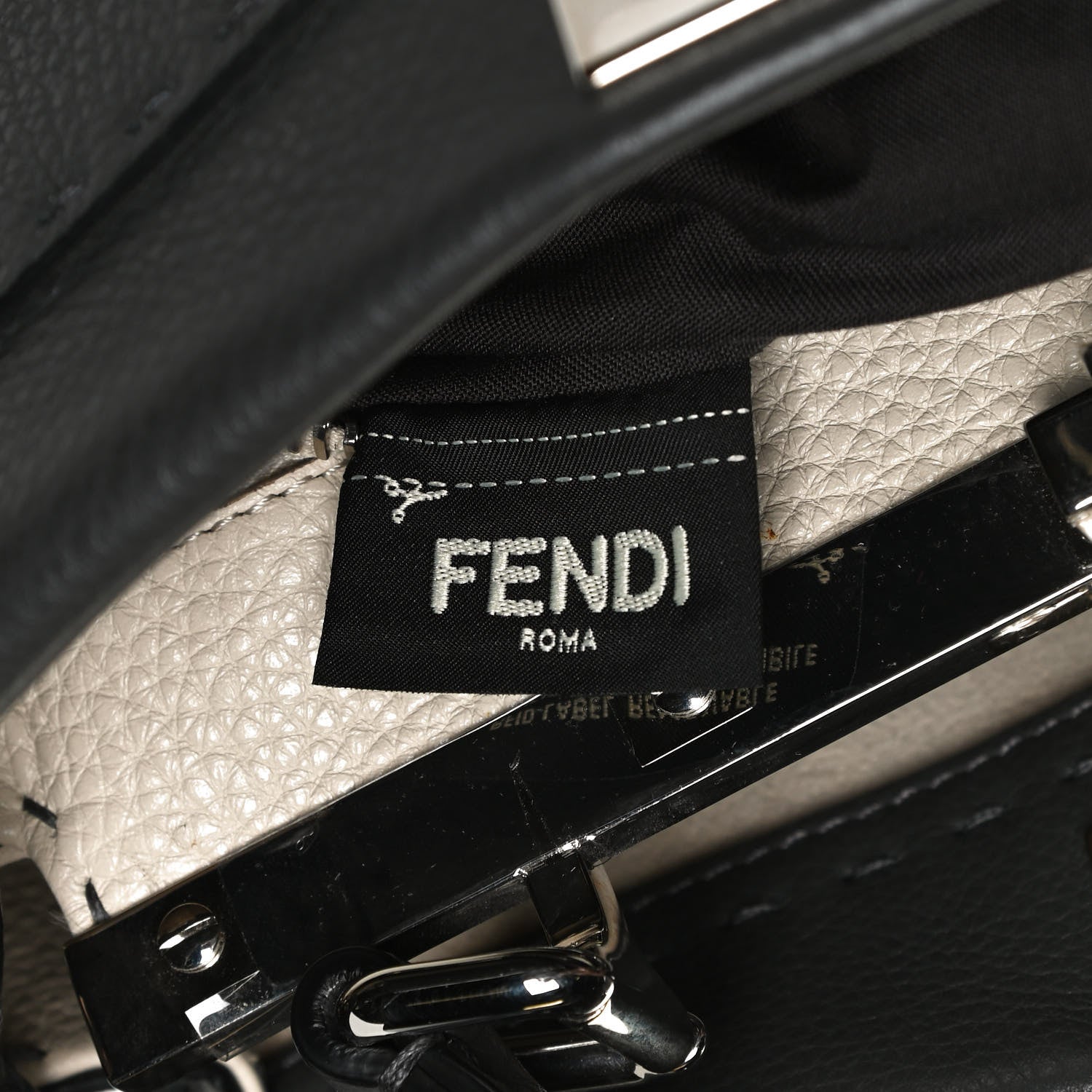 Fendi Cuoio Romano Selleria Bi-Color Medium Peekaboo Iconic Satchel Asfalto Latte 8 of 13