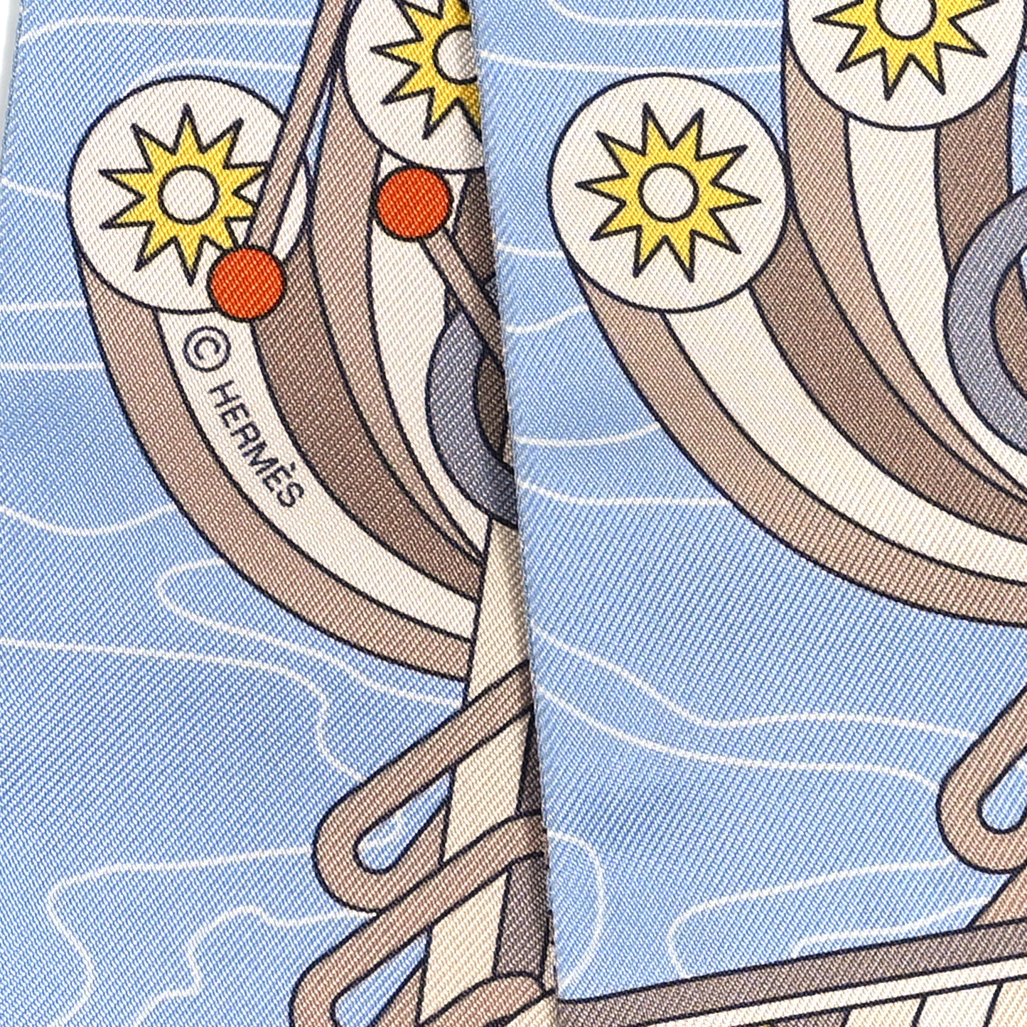 Silk Odyssey Twilly Beige Bleu Ciel Jaune Vif