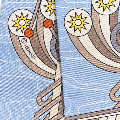 Hermes Silk Odyssey Twilly Beige Bleu Ciel Jaune Vif 4 of 4