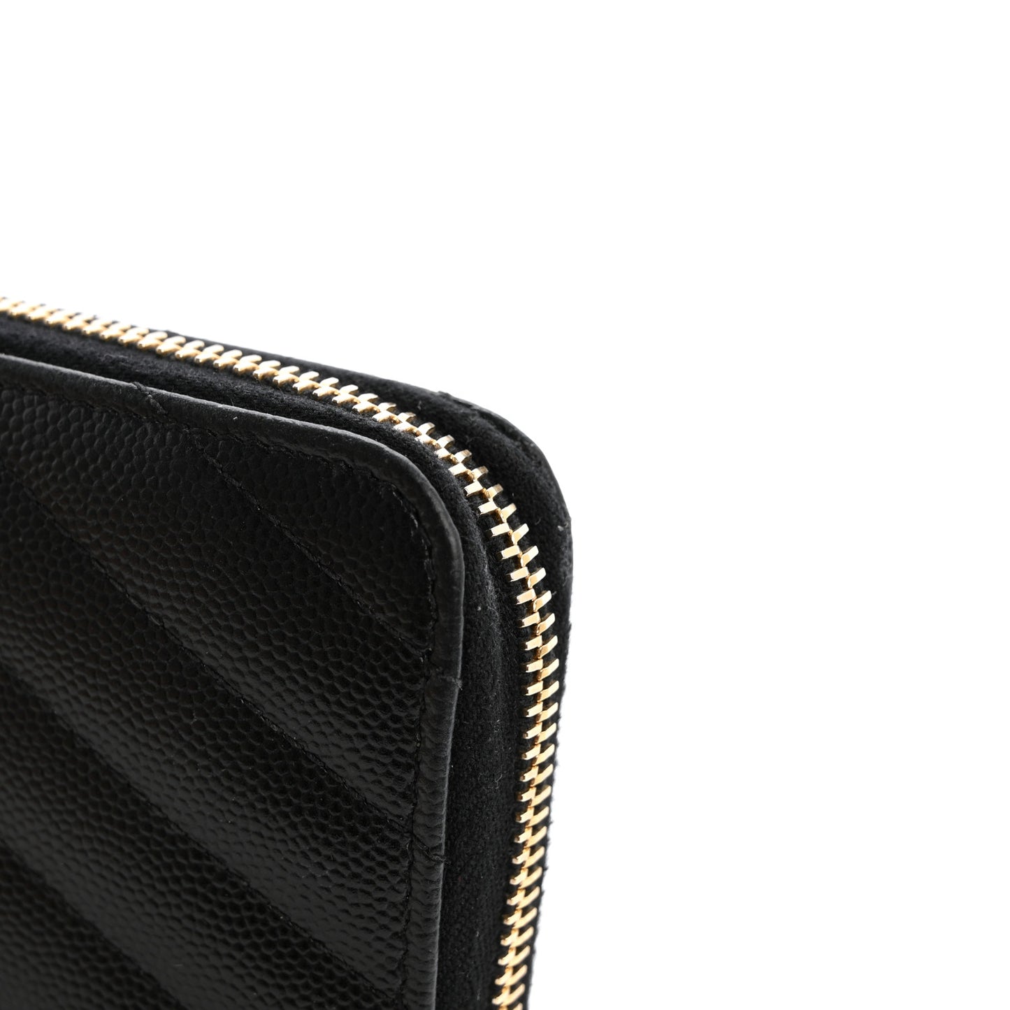 Grain De Poudre Matelasse Chevron Monogram Zip Around Wallet Black