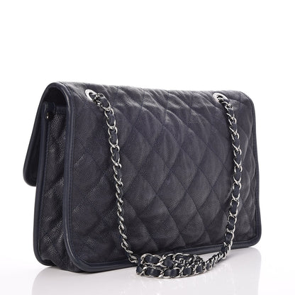 Chanel Caviar Quilted Large French Riviera Flap Navy Blue 4 of 9