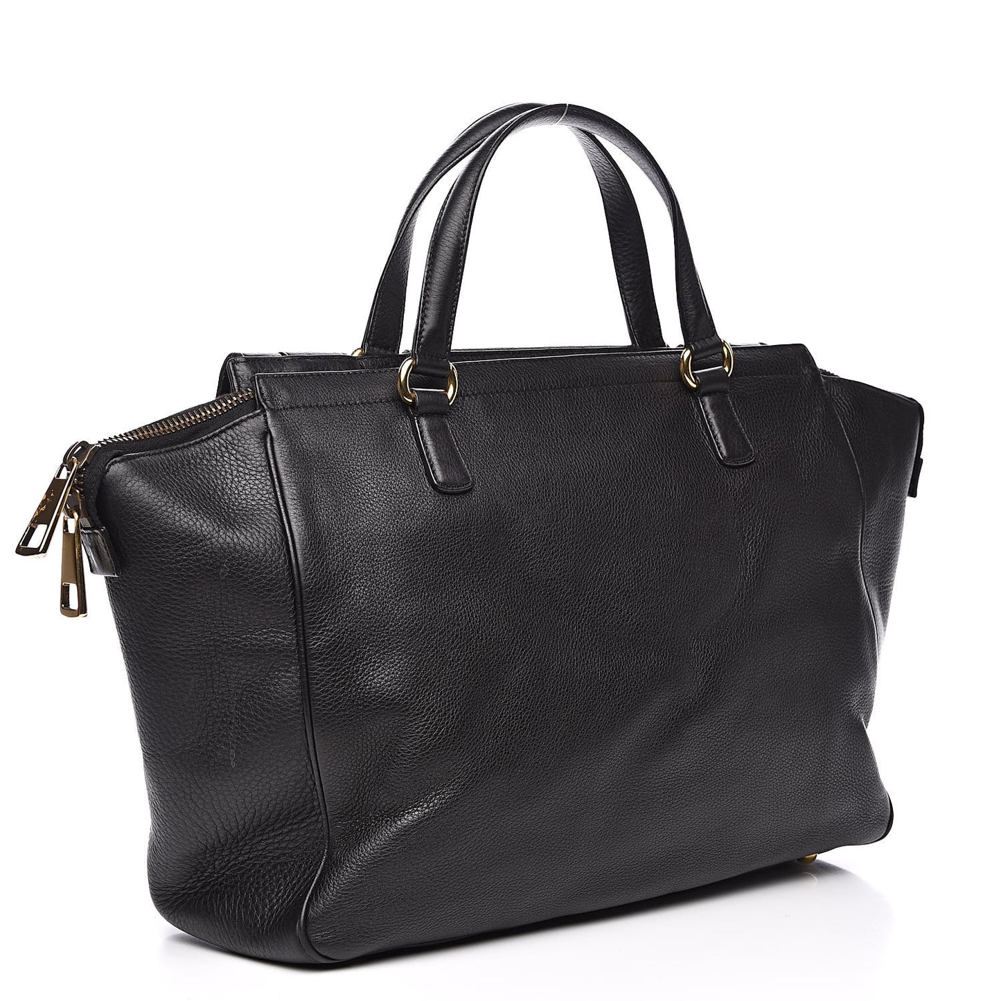 Pebbled Calfskin Medium 1973 Top Handle Satchel Black