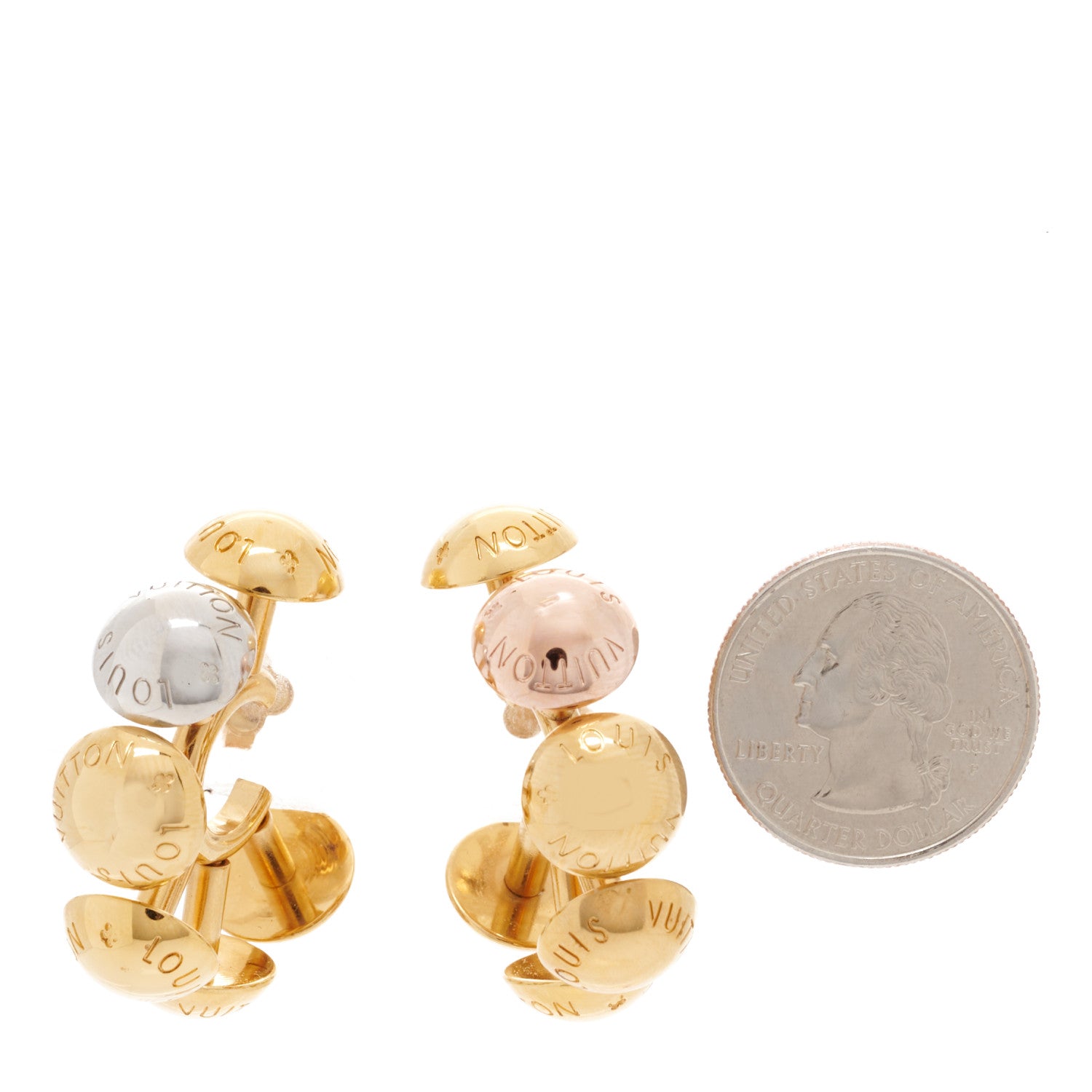 Louis Vuitton Studdy Hoop Earrings MM Gold Pink Silver 2 of 9
