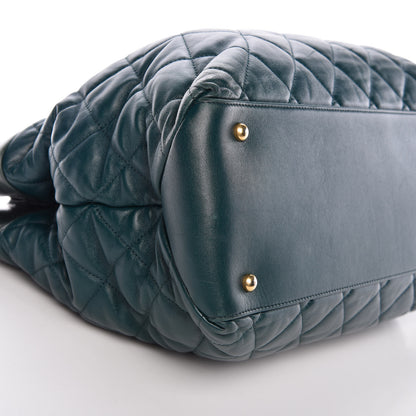 Chanel Calfskin Quilted Large Soft Elegance Tote Green 9 of 12