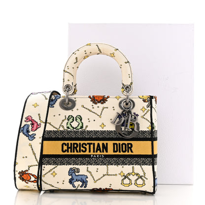 Christian Dior Canvas Pixel Zodiac Embroidered Medium Lady D-Lite Ecru Multicolor 11 of 11