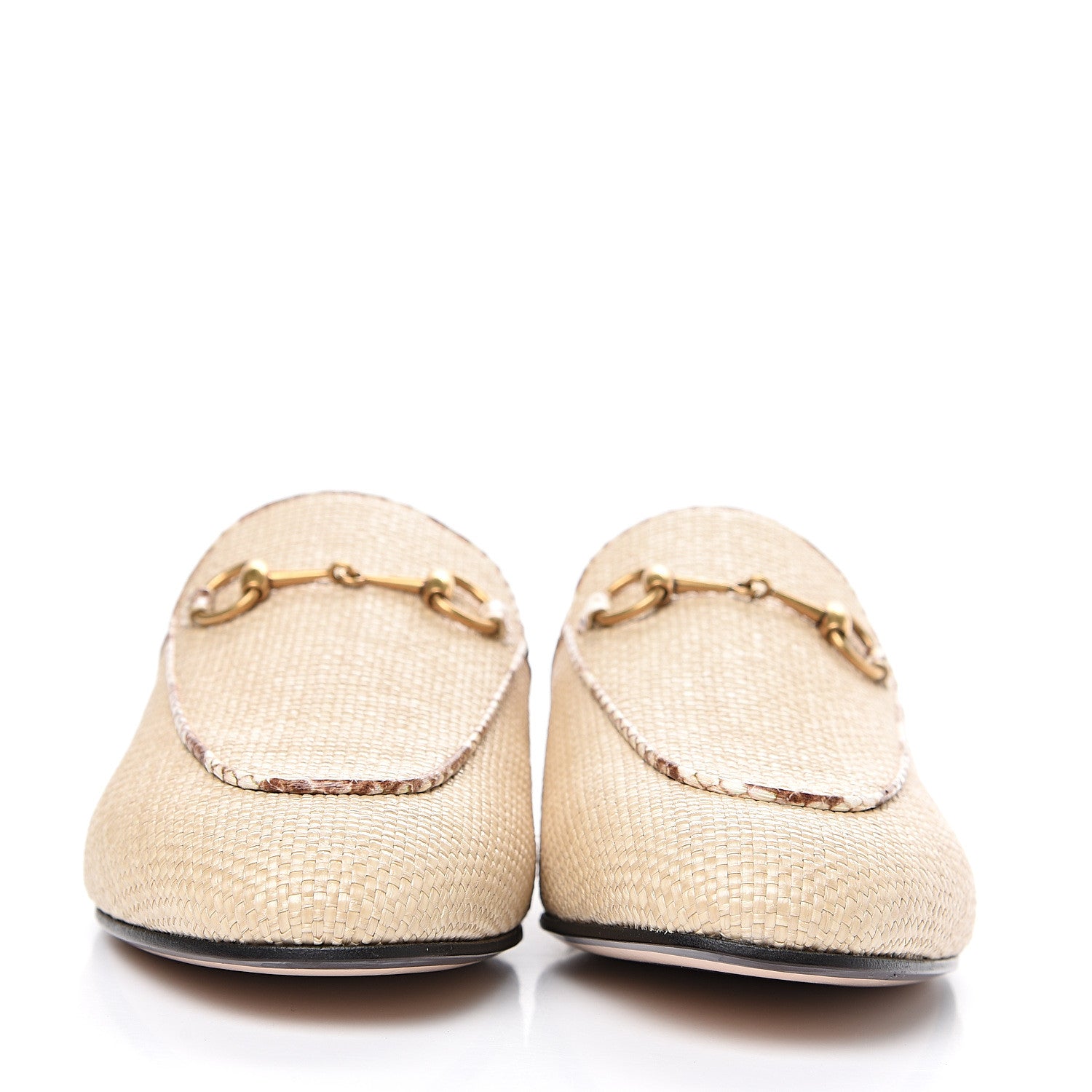Gucci Straw Elaphe Womens Princetown Slippers 39 Natural Cream Brown 2 of 9