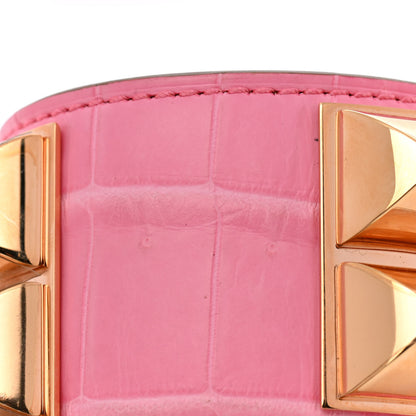 Hermes Matte Niloticus Crocodile Collier De Chien CDC Bracelet T2 Rose Bubblegum 8 of 9
