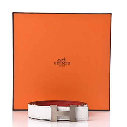 Hermes Epsom Swift 24mm Constance H Belt 100 White Rouge Vif 8 of 8