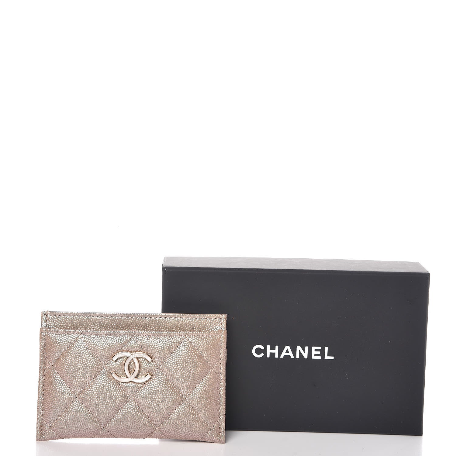 Chanel Iridescent Caviar Quilted Card Holder Beige 9 of 9