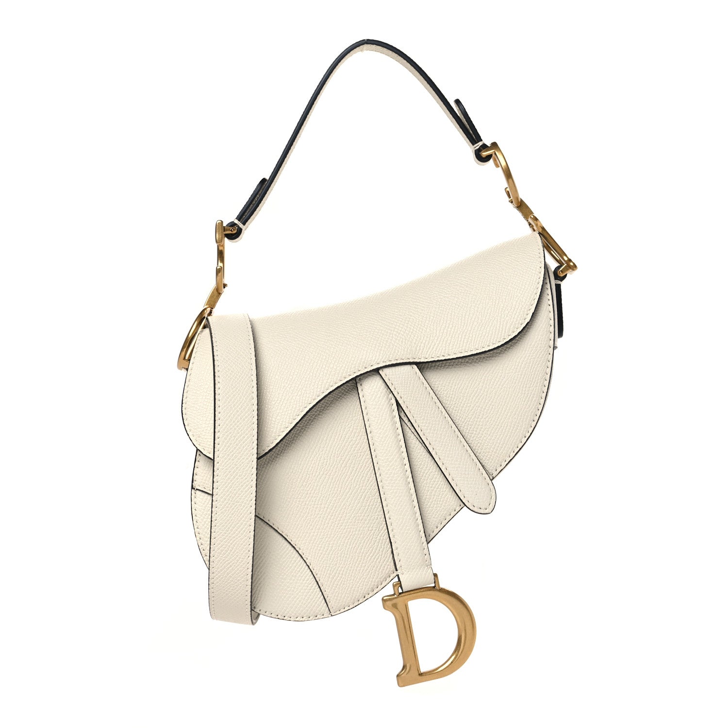 Christian Dior Grained Calfskin Mini Saddle Bag With Strap White 1 of 11