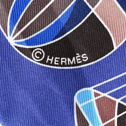Hermes Silk Les Folies Du Ciel Twilly Marine Marron Glace White 4 of 7