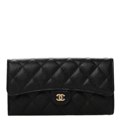 Chanel Caviar Quilted Large Gusset Flap Wallet Black 1 of 9
