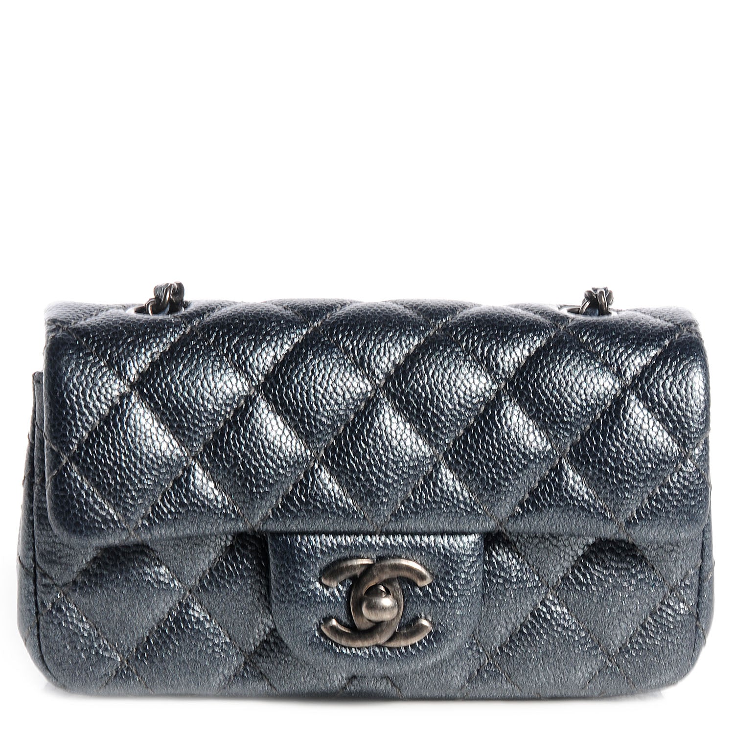 Chanel Metallic Caviar Quilted Extra Mini Flap Dark Grey 1 of 9