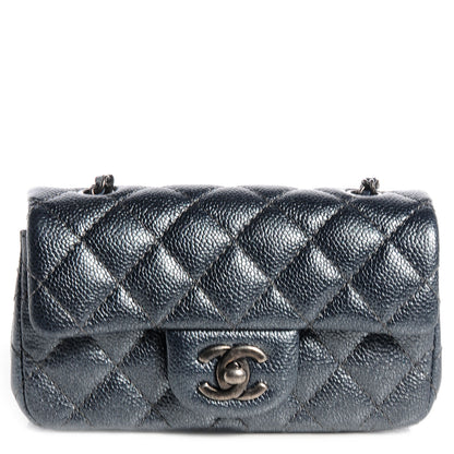 Chanel Metallic Caviar Quilted Extra Mini Flap Dark Grey 1 of 9