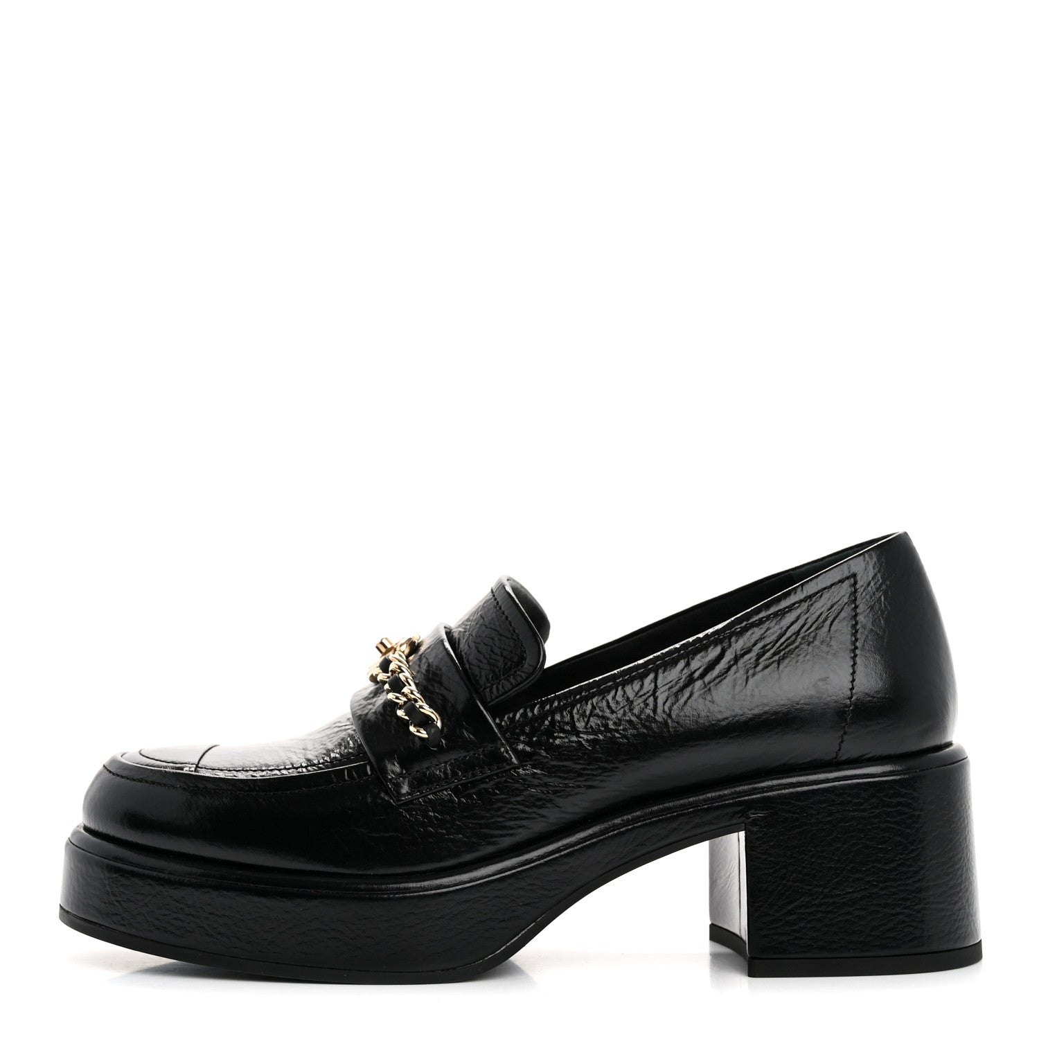 Chanel Shiny Calfskin Logo Loafers 37 Black 1 of 10