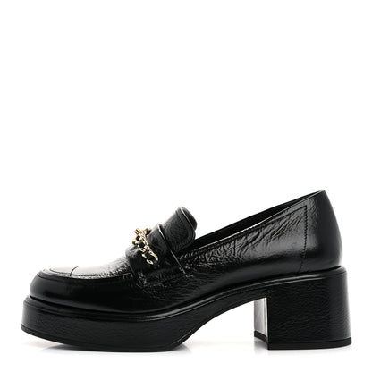 Chanel Shiny Calfskin Logo Loafers 37 Black 1 of 10