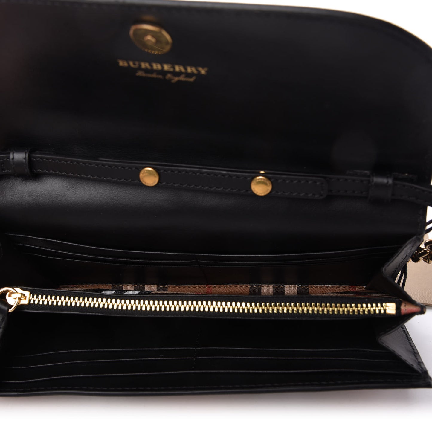 Vintage Check Henley Wallet On Chain Black