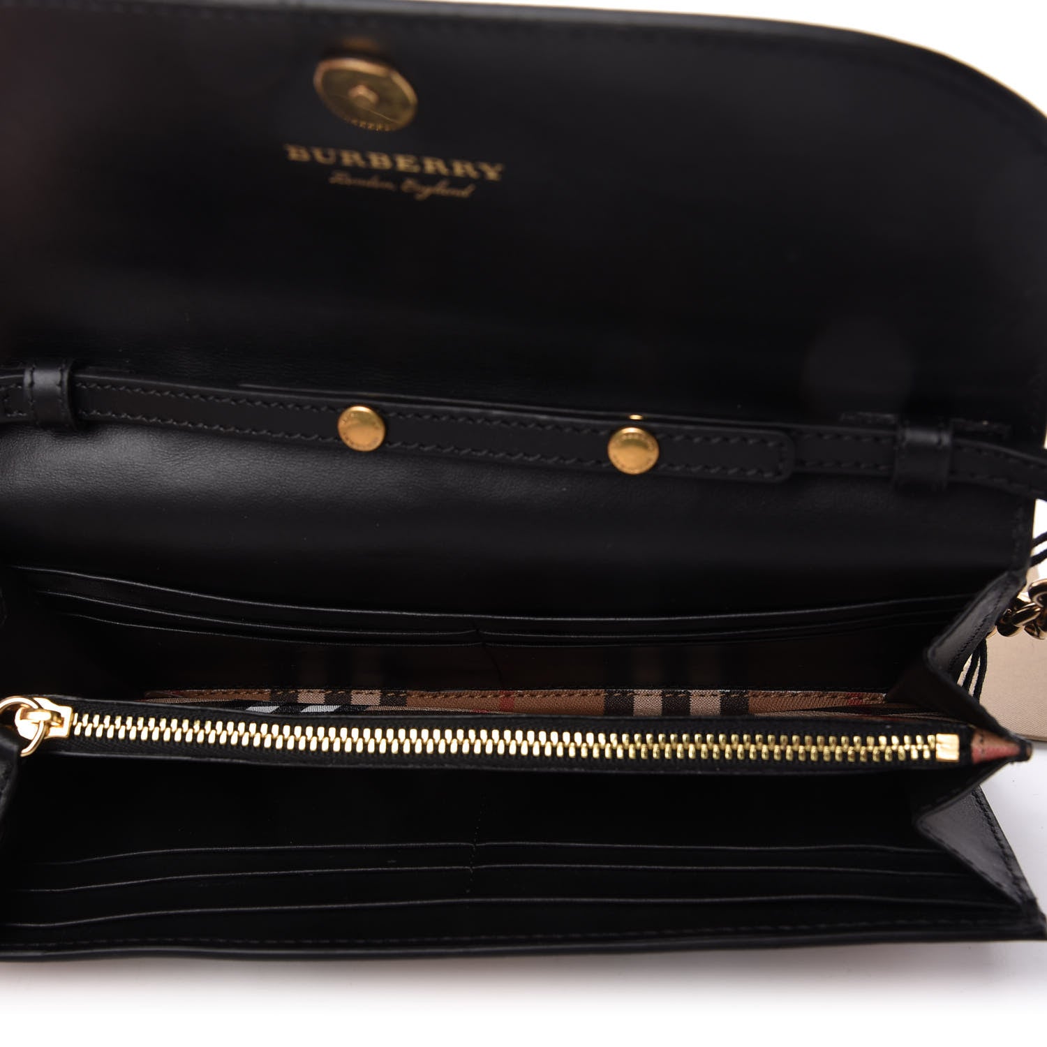 Burberry Vintage Check Henley Wallet On Chain Black 5 of 9