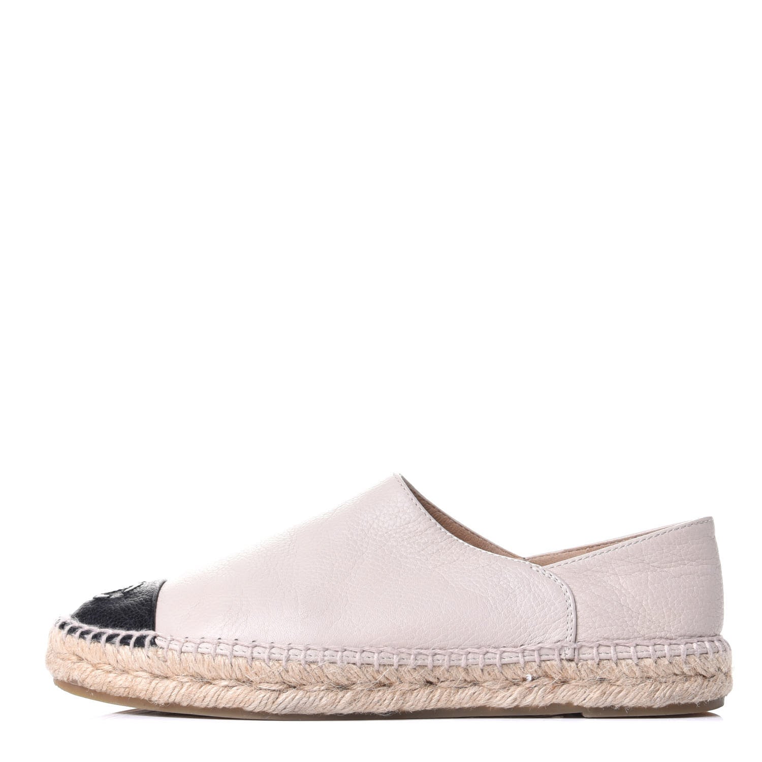 Chanel Grained Calfskin CC Espadrilles 38 Beige Black 1 of 9