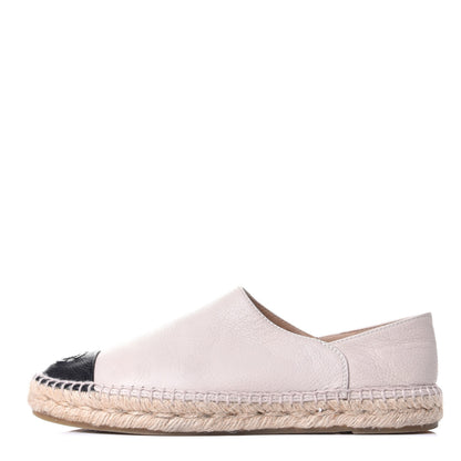 Chanel Grained Calfskin CC Espadrilles 38 Beige Black 1 of 9