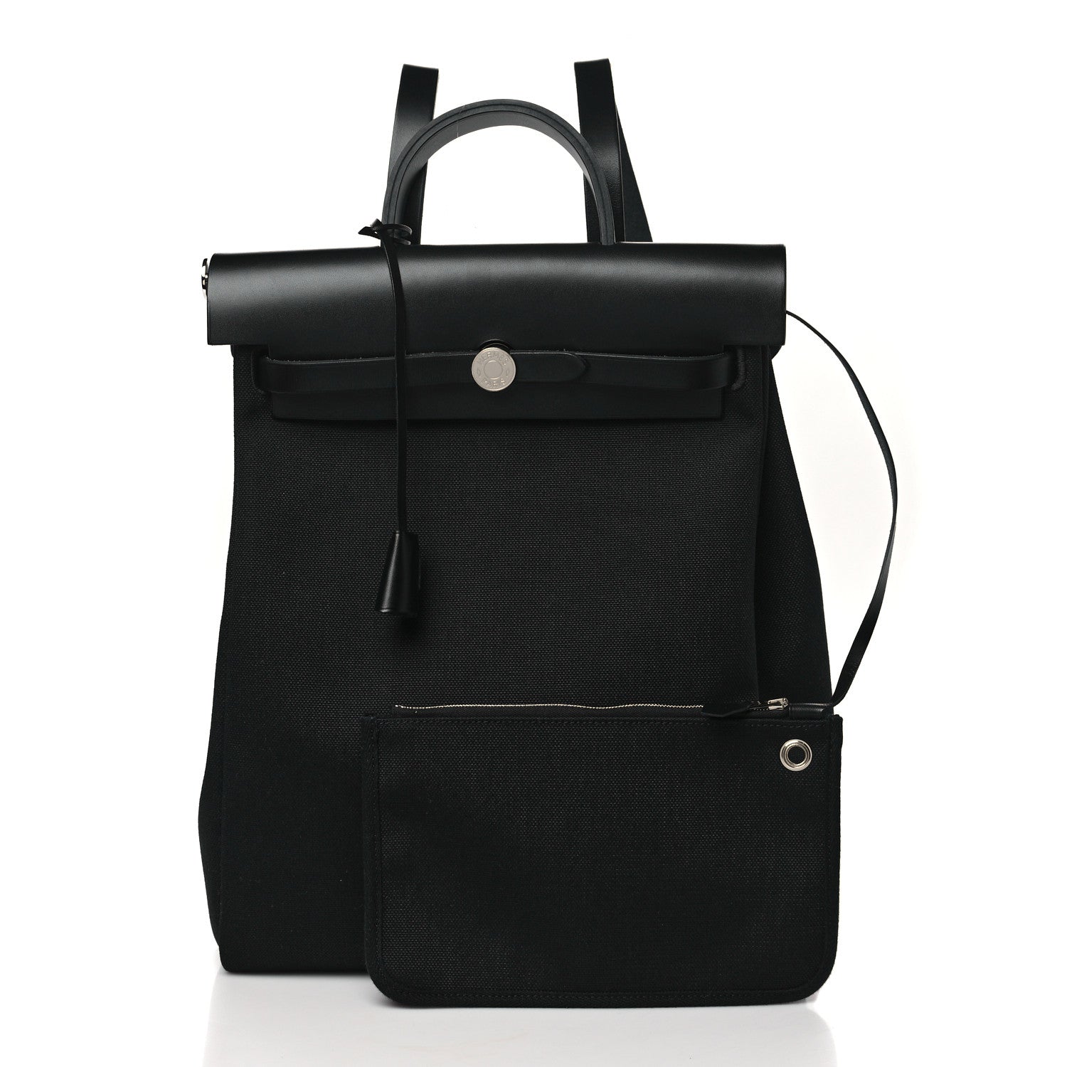 Hermes Military Toile Vache Hunter Herbag a Dos Zip Retourne Backpack Black 3 of 10