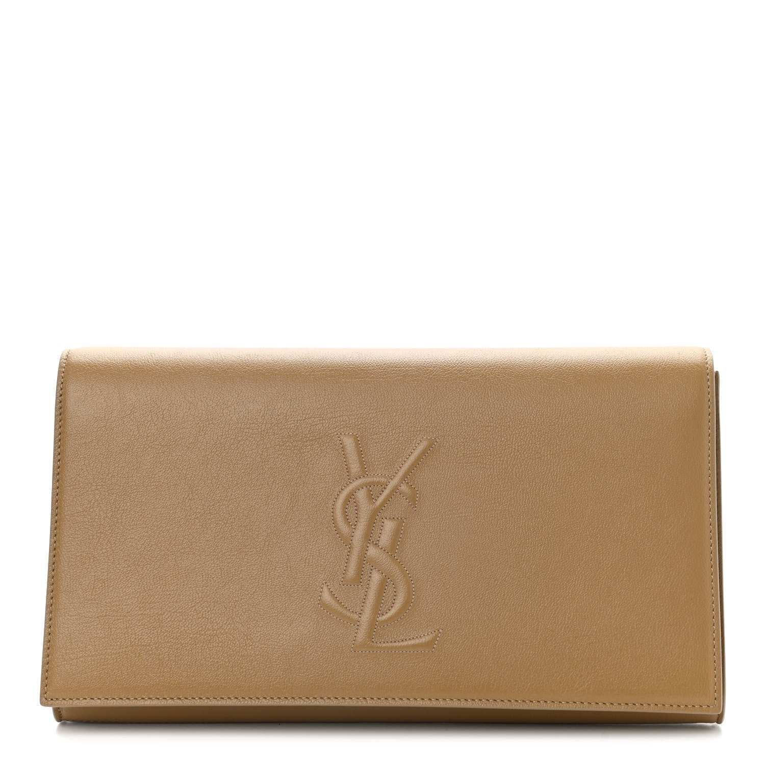 Saint Laurent Calfskin Large Belle De Jour Clutch Beige 1 of 9