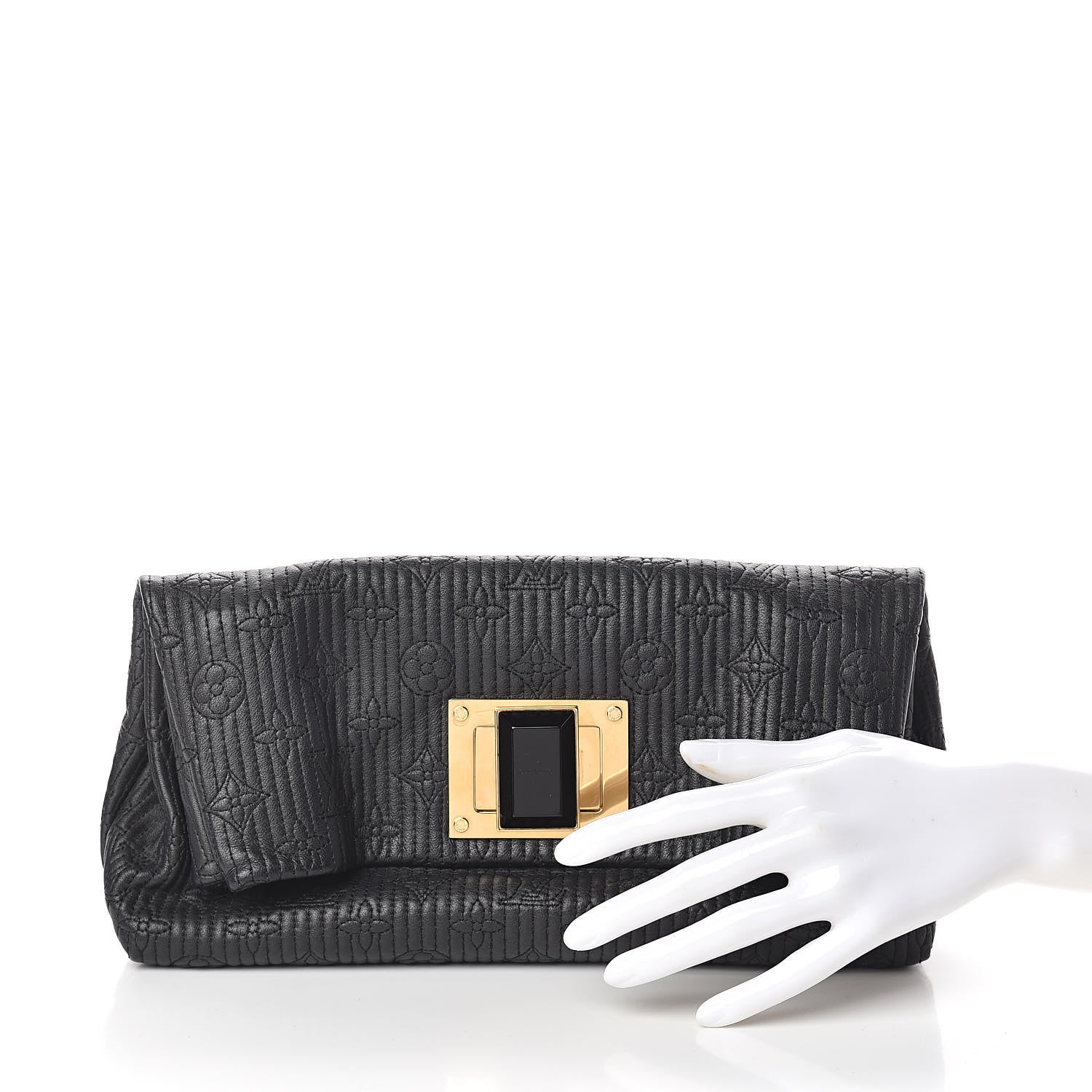 Louis Vuitton Calfskin Quilted Monogram Altair Clutch Black 2 of 8
