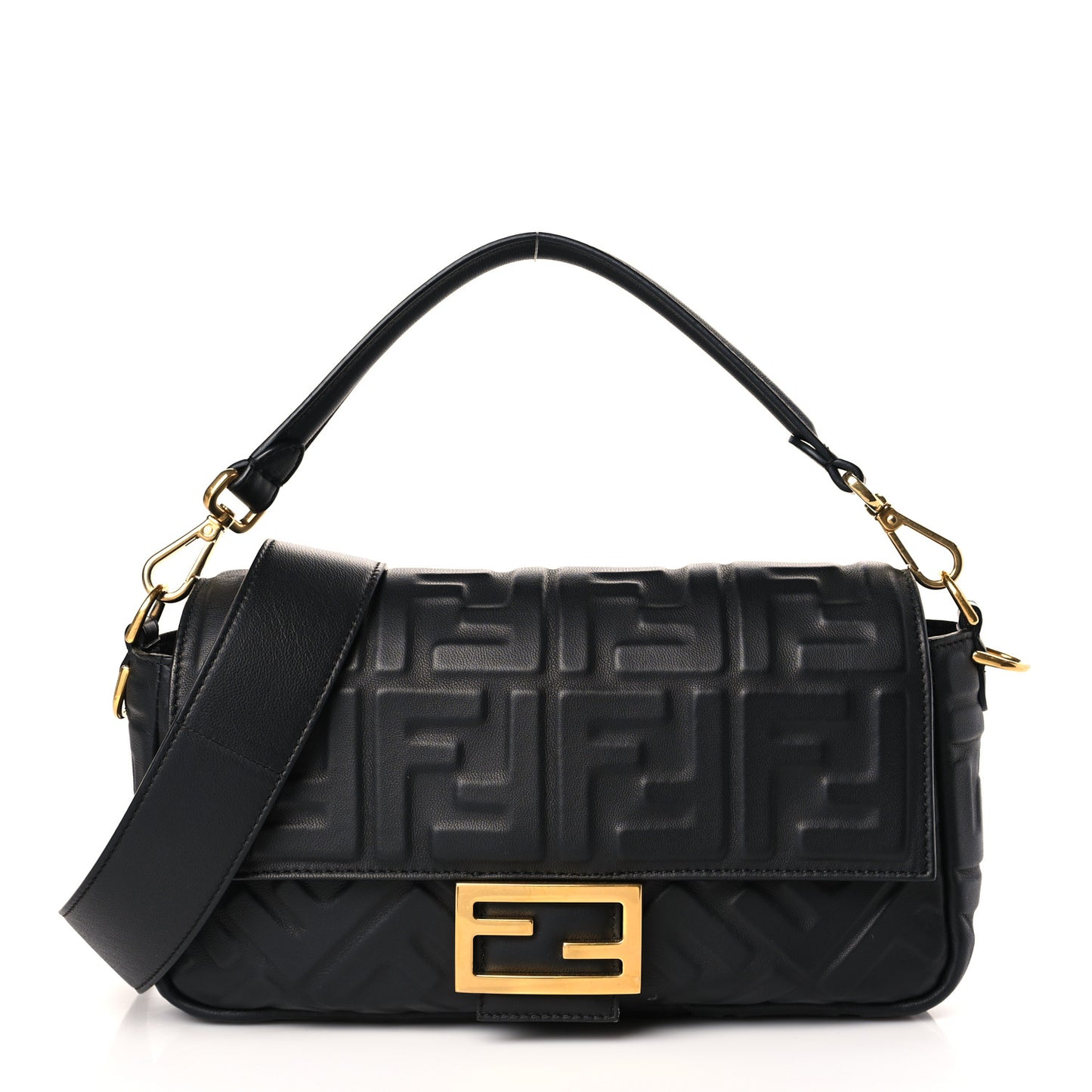 Nappa FF 1974 Embossed Baguette Black