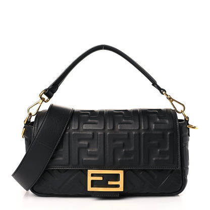 Fendi Nappa FF 1974 Embossed Baguette Black 1 of 9