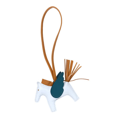 Hermes Milo Lambskin Grigri Rodeo Pegase Horse Bag Charm PM Bleu Brume Sesame Vert Bosphore 1 of 4