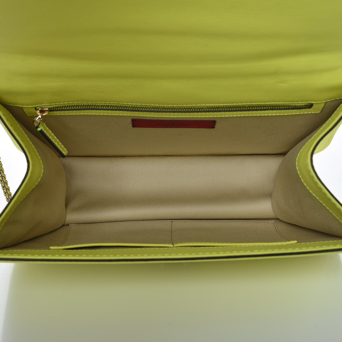Vitello Large Glam Lock Rockstud Flap Yellow Fluo
