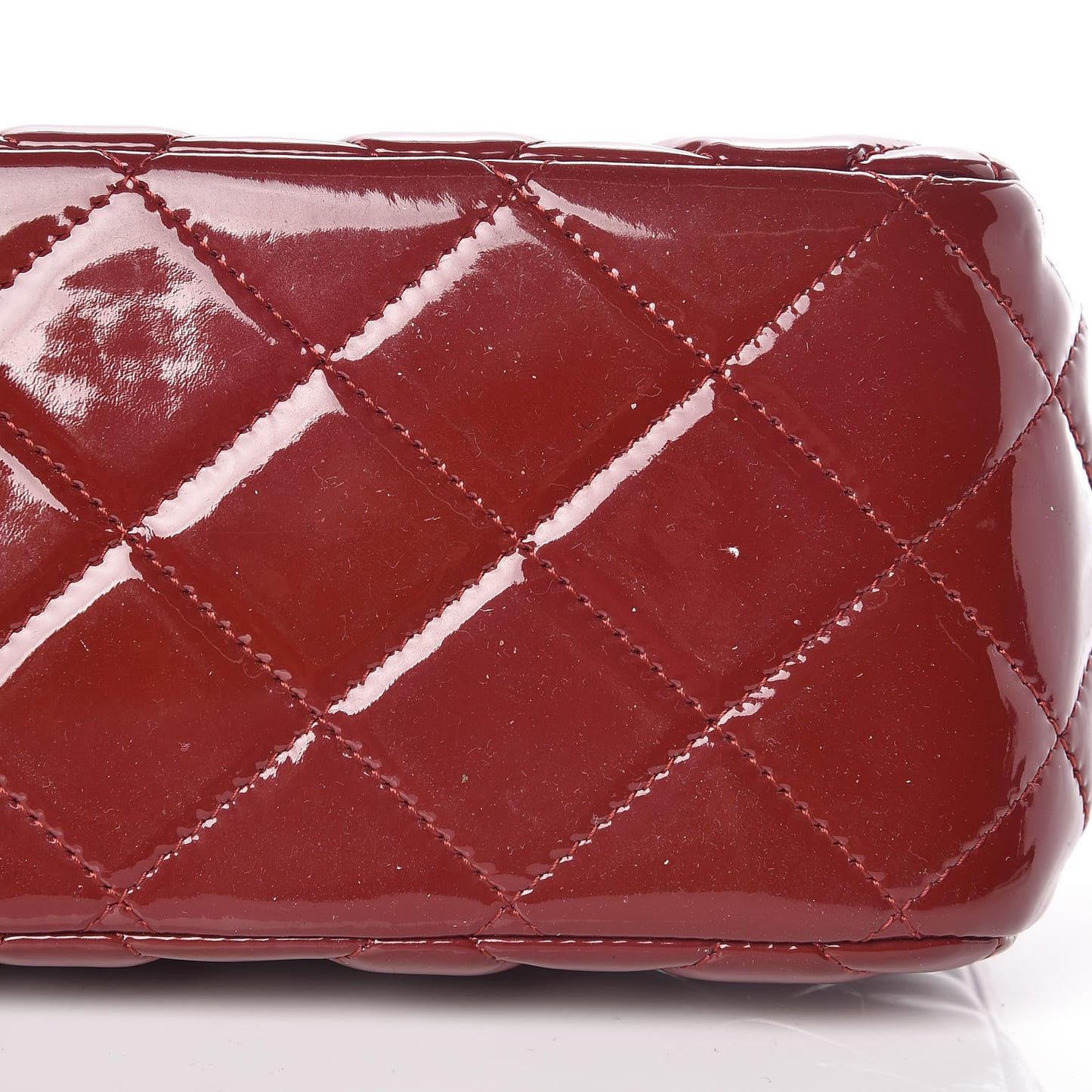 Patent Quilted Jumbo Double Flap Dark Red