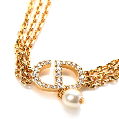 Christian Dior Metal Crystal Pearl CD Bracelet Gold 5 of 5
