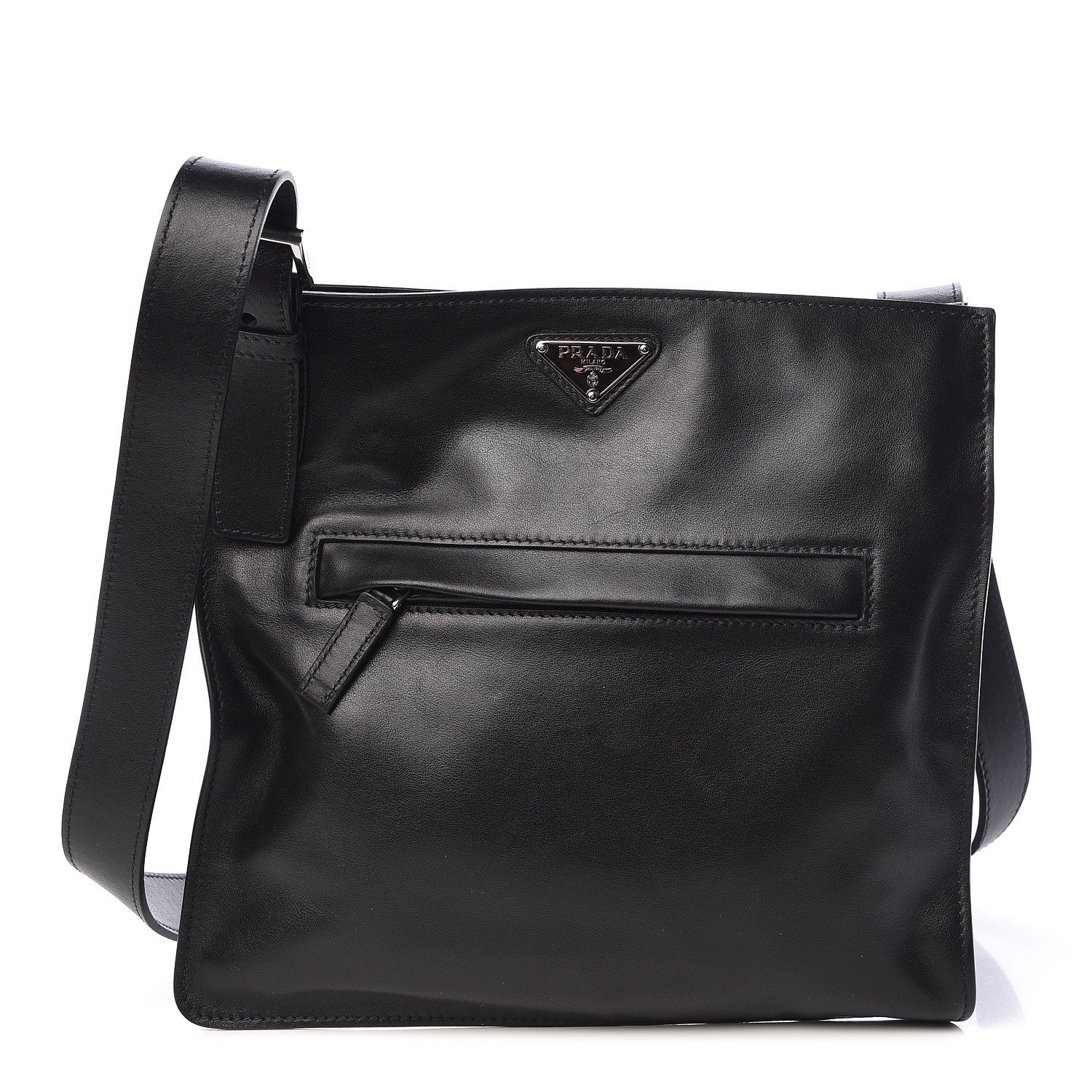 Prada Soft Calf Flat Messenger Bag Black 1 of 10