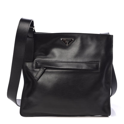 Prada Soft Calf Flat Messenger Bag Black 1 of 10
