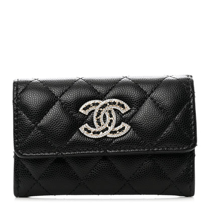 Chanel Caviar Quilted Crystal CC Flap Card Holder Black 1 of 9