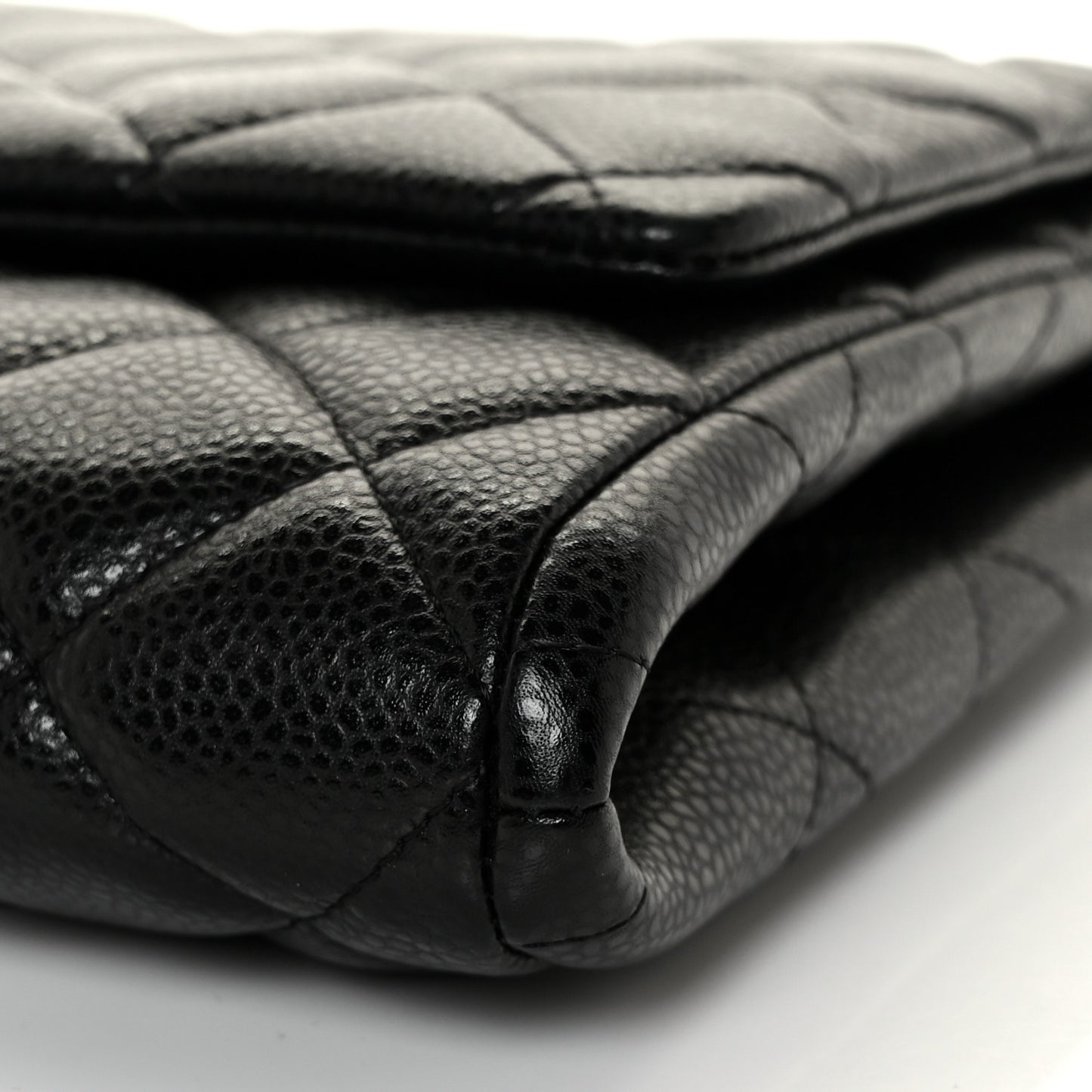 Caviar Quilted Clutch With Chain Flap Black