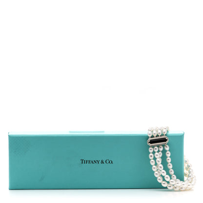 Tiffany Sterling Silver Black Onyx Freshwater Pearl 5-5.5mm Ziegfeld Four Strand Bracelet 4 of 4