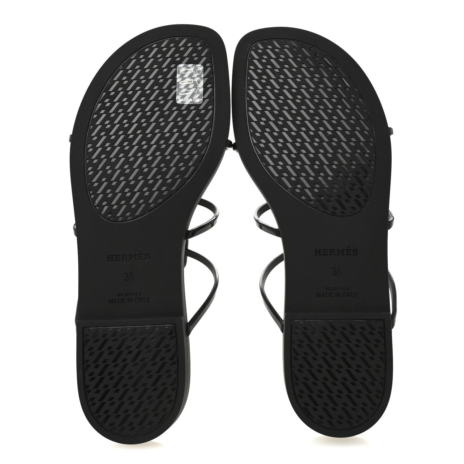 Hermes Rubber Womens Mykonos Sandals 38 Black 5 of 8
