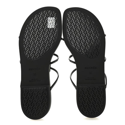Hermes Rubber Womens Mykonos Sandals 38 Black 5 of 8