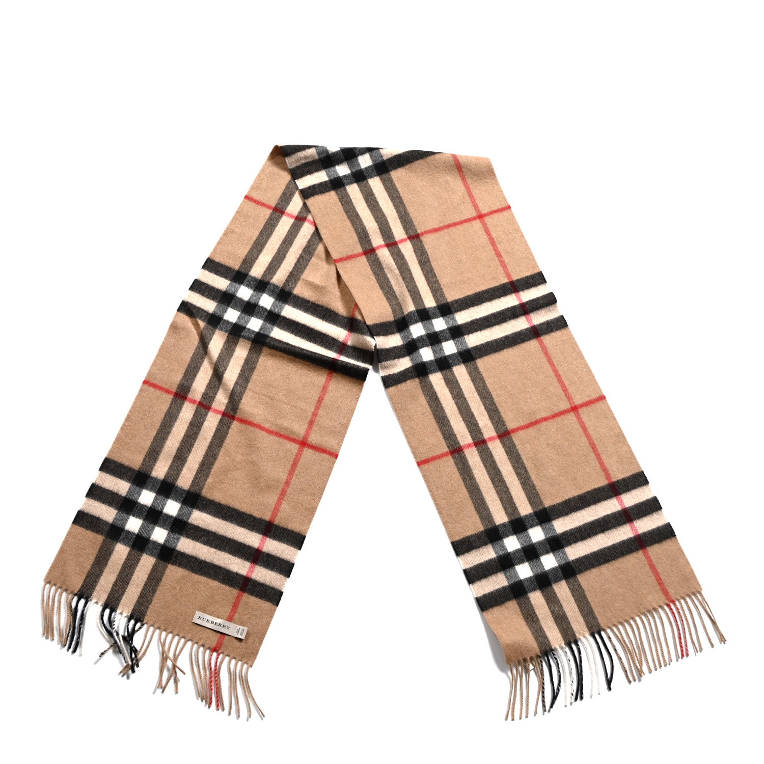 Burberry Cashmere Giant Heritage Check Fringe Scarf Camel 2 of 3