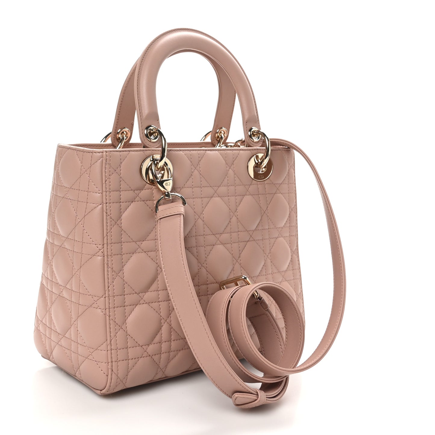 Lambskin Cannage Medium Lady Dior Bois de Rose