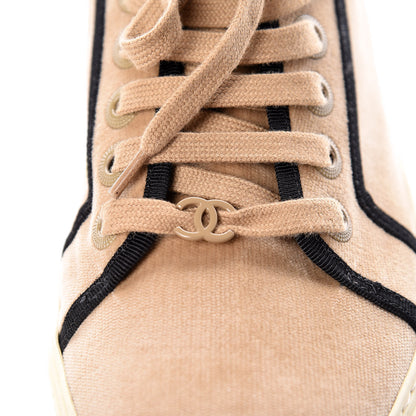 Chanel Crepe Suede Lace Up Espadrilles 38 Beige 9 of 16